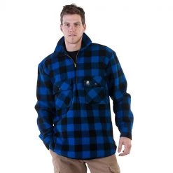 Swanndri Ranger Wool Zip Front Mens Bush Shirt Blue Black