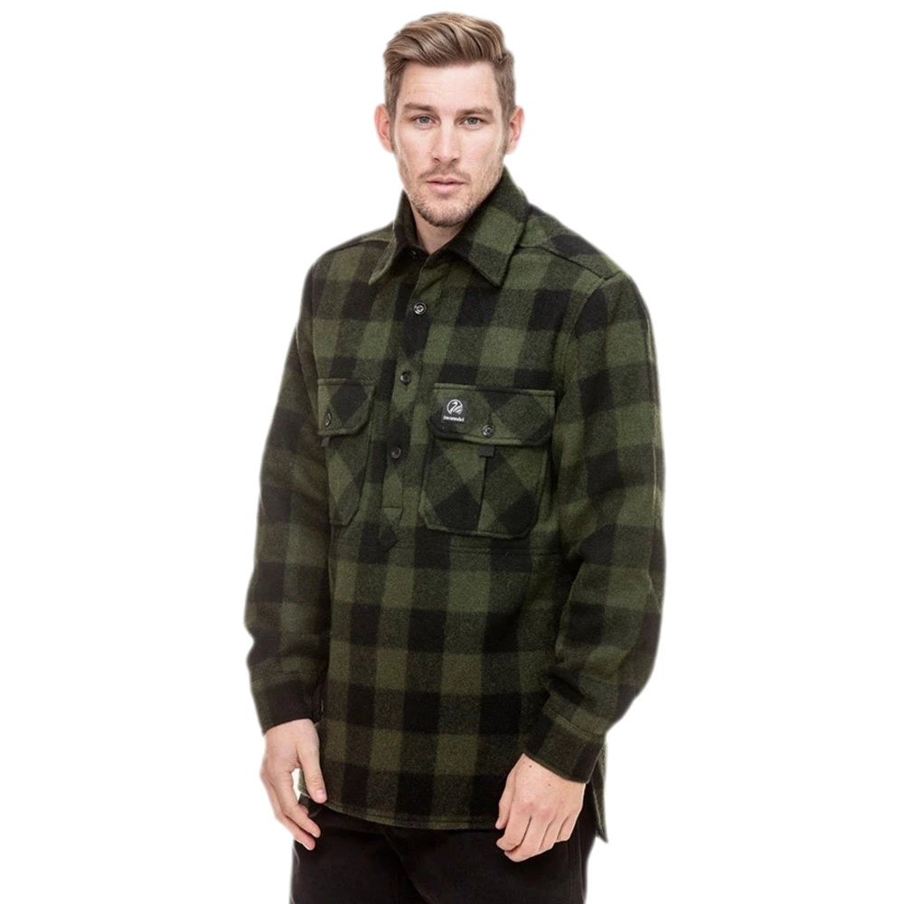 Swanndri Ranger Extreme Wool Mens Long Sleeve Shirt Olive/Black Check 4 Swanndri Ranger Extreme Wool Mens Long Sleeve Shirt Olive/Black Check - Image 2