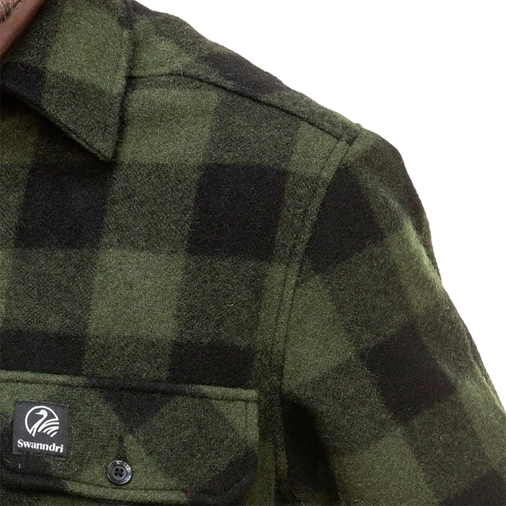 Swanndri Ranger Extreme Wool Mens Long Sleeve Shirt Olive/Black Check 6 Swanndri Ranger Extreme Wool Mens Long Sleeve Shirt Olive/Black Check - Image 4