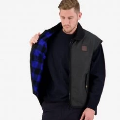 Swanndri Foxton Wool Lined Mens Oilskin Vest Black -Swanndri Sales 2 71 11