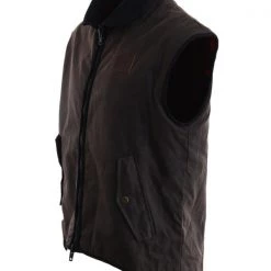 Swanndri Foxton Wool Lined Mens Oilskin Vest Brown