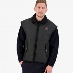 Swanndri Foxton Wool Lined Mens Oilskin Vest Black -Swanndri Sales 3 37 18