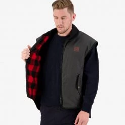 Swanndri Foxton Wool Lined Mens Oilskin Vest Brown 13 Swanndri Foxton Wool Lined Mens Oilskin Vest Brown -Swanndri Sales 5 11 13