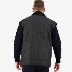 Swanndri Foxton Wool Lined Mens Oilskin Vest Black -Swanndri Sales 5 11 14