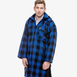 Swanndri Mens Mosgiel Wool Bush Shirt With Zip-up Front Blue Black -Swanndri Sales 6 8 24