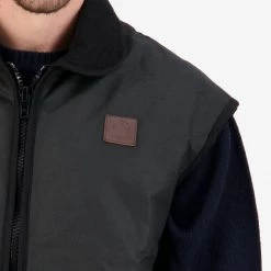 Swanndri Foxton Wool Lined Mens Oilskin Vest Black -Swanndri Sales 6 8 43