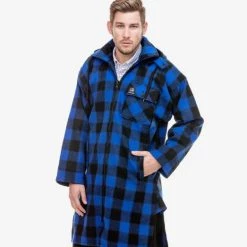 Swanndri Mens Mosgiel Wool Bush Shirt With Zip-up Front Blue Black -Swanndri Sales 7 2 88