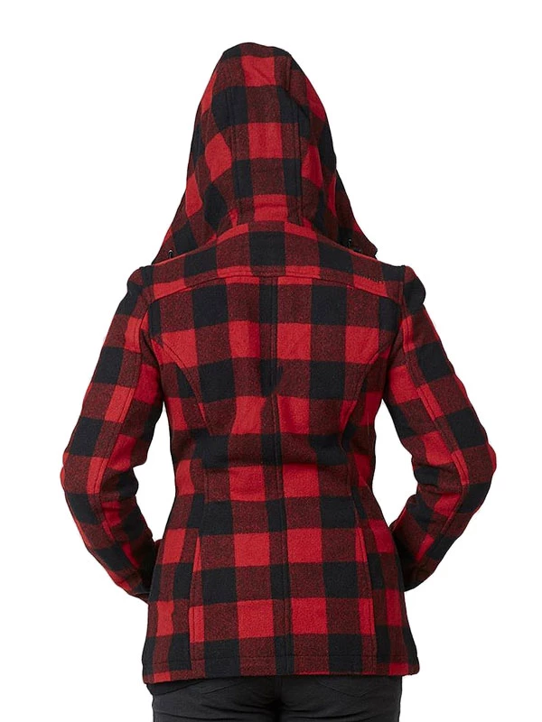 Swanndri Womens Seattle Wool Hoodie Red/Black Check 18 4 Swanndri Womens Seattle Wool Hoodie Red/Black Check 18 - Image 3
