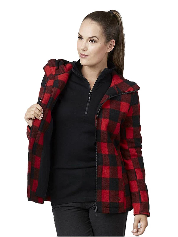 Swanndri Womens Seattle Wool Hoodie Red/Black Check 18 3 Swanndri Womens Seattle Wool Hoodie Red/Black Check 18 - Image 2