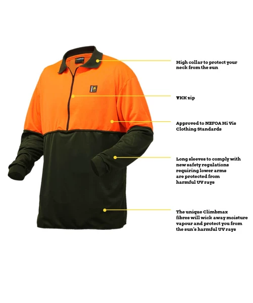 Swazi Climbmax High Visibility Long Sleeve Shirt Blaze Orange 3 Swazi Climbmax High Visibility Long Sleeve Shirt Blaze Orange