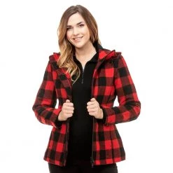 Swanndri Womens Seattle Hoodie Red/Black Check 10