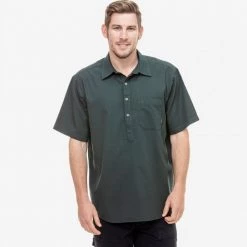 Swanndri Mens Paihia Short Sleeve Cotton Shirt Forest -Swanndri Sales ssd0359 paihia forest front