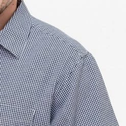 Swanndri Mens Paihia Short Sleeve Cotton Shirt Navy/White -Swanndri Sales ssd0359 paihia navy white detail