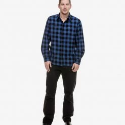 Swanndri Marylebone Mens Cotton Long Sleeve Shirt Blue/Black Check