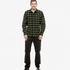 Swanndri Marylebone Mens Cotton Long Sleeve Shirt Olive/Black Check -Swanndri Sales sw16218m marylebone olive black full 7