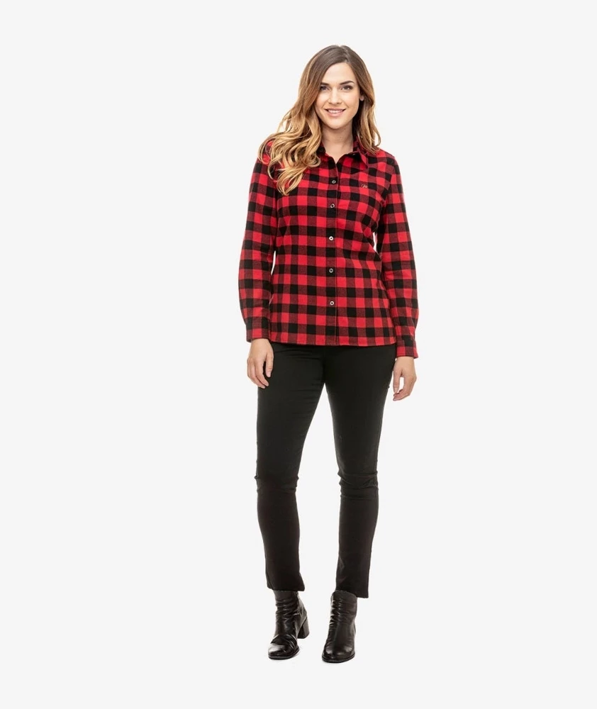 Swanndri Monaco Cotton Womens Long Sleeve Shirt Red/Black Check 3 Swanndri Monaco Cotton Womens Long Sleeve Shirt Red/Black Check