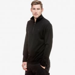 Swanndri Mens Butler II Merino Half Zip Pullover Black
