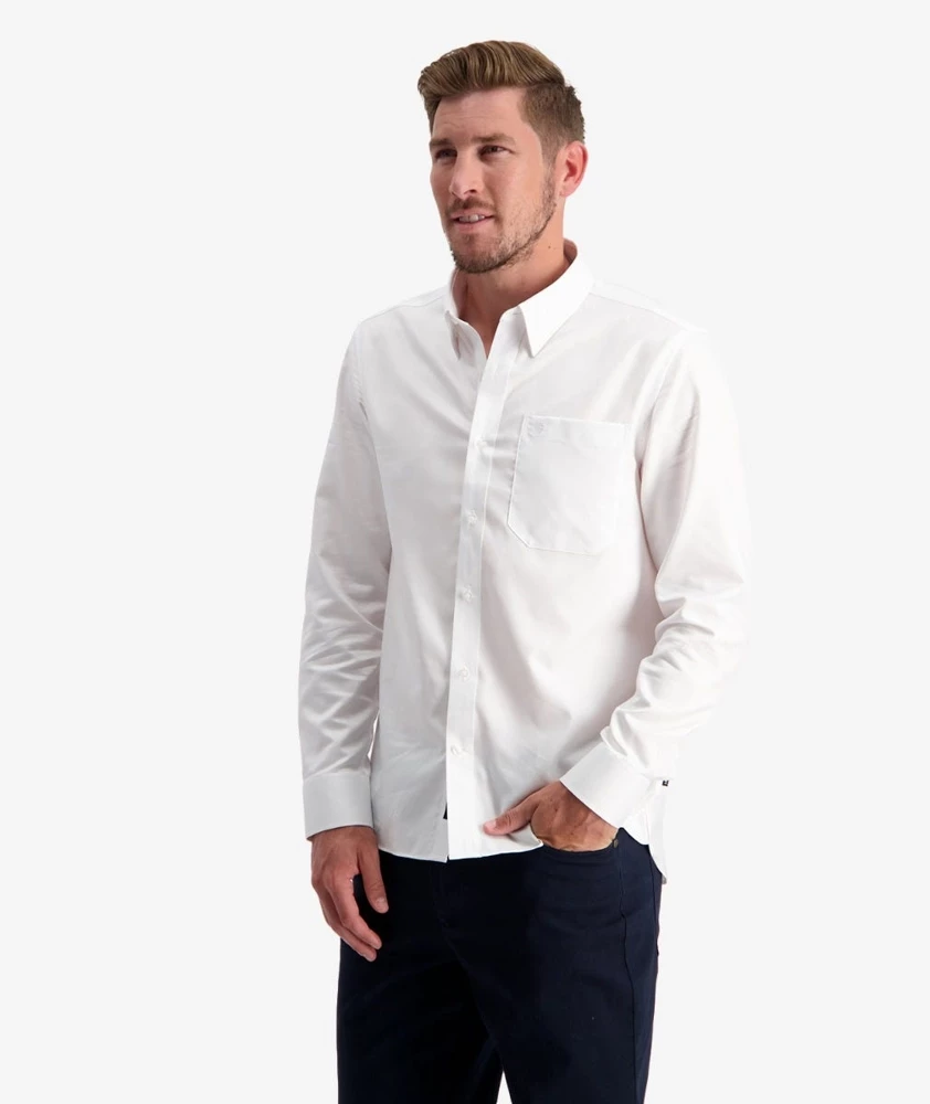 Swanndri Barrington Mens Long Sleeve Cotton Shirt Self Stripe White 6 Swanndri Barrington Mens Long Sleeve Cotton Shirt Self Stripe White - Image 4