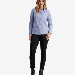 Swanndri Avondale Long Sleeve Cotton Womens Shirt Blue Houndstooth -Swanndri Sales sw202111w avondale ls shirt blue houndstooth om 04 detail 3 web 2 1