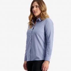Swanndri Avondale Long Sleeve Cotton Womens Shirt Blue Houndstooth -Swanndri Sales sw202111w avondale ls shirt blue houndstooth om 04 detail 3 web 4 1