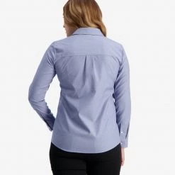 Swanndri Avondale Long Sleeve Cotton Womens Shirt Blue Houndstooth