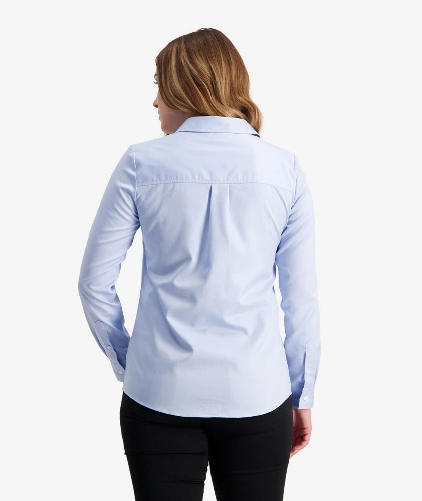 Swanndri Avondale Long Sleeve Cotton Womens Shirt Self Stripe Blue 4 Swanndri Avondale Long Sleeve Cotton Womens Shirt Self Stripe Blue - Image 2