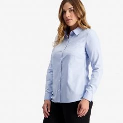 Swanndri Avondale Long Sleeve Cotton Womens Shirt Self Stripe Blue